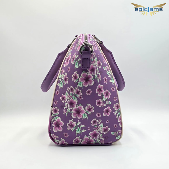 Loungefly Disney Lilo and Stitch Flowers Floral Purple Satchel Bag Purse New - Picture 6 of 8